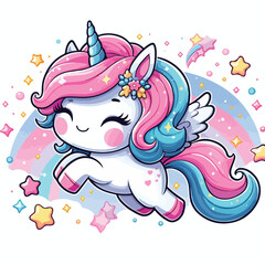 vector image of cute unicorn