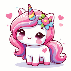 vector image of cute unicorn