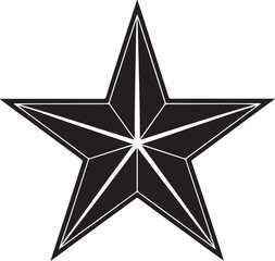 Black geometric star symbol with sharp points and white outlines vector