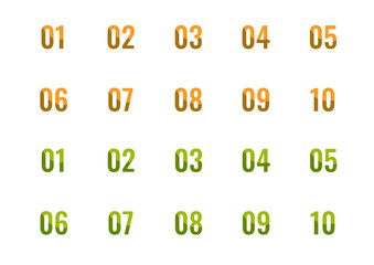 Set of Number Bullet Points from 1 to 10 - Colorful Infographic Step Markers