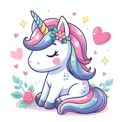 vector image of cute unicorn