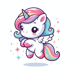 vector image of cute unicorn