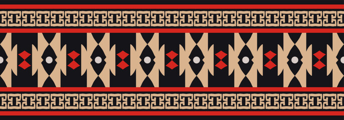 Ethnic border with geometric tribal pattern.
