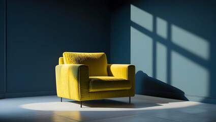 blue armchair in a room