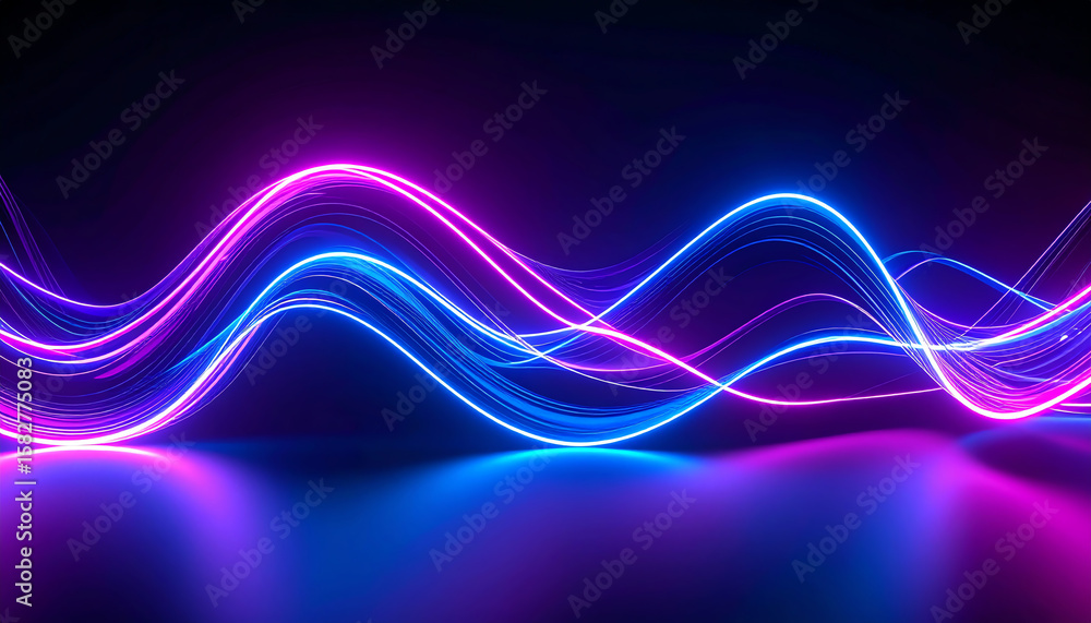 Aufkleber vibrant waves of blue and pink light create a mesmerizing abstract pattern against a dark background