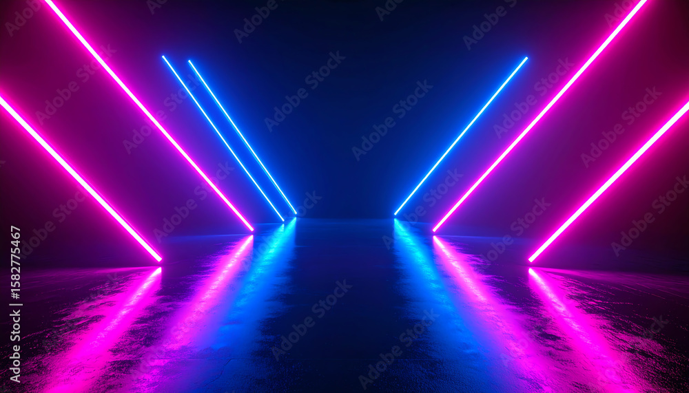 Poster vibrant neon lights create a striking visual effect in a dark environment, enhancing the mood with r