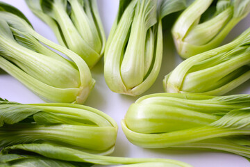 Fototapeta premium Fresh bok choy on white background.