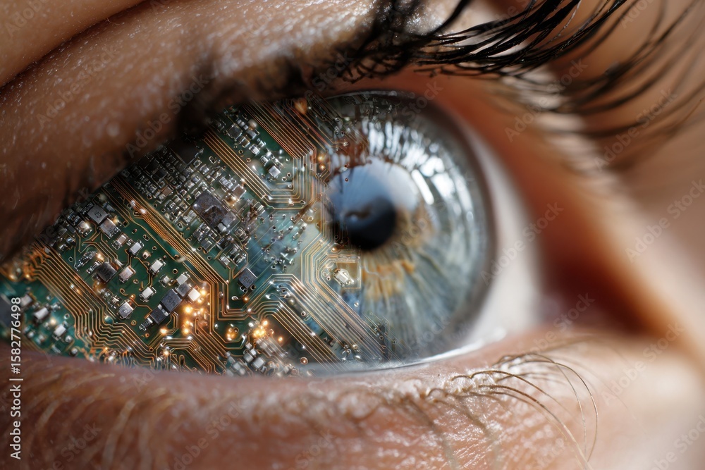 Aufkleber technology integrates with human vision through intricate circuit patterns in the eye