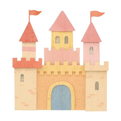 Fototapeta premium PNG Whimsical wooden castle illustration