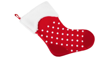 Isolated Christmas Stocking with Polka Dots