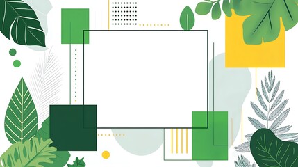Abstract tropical leaf design with geometric shapes