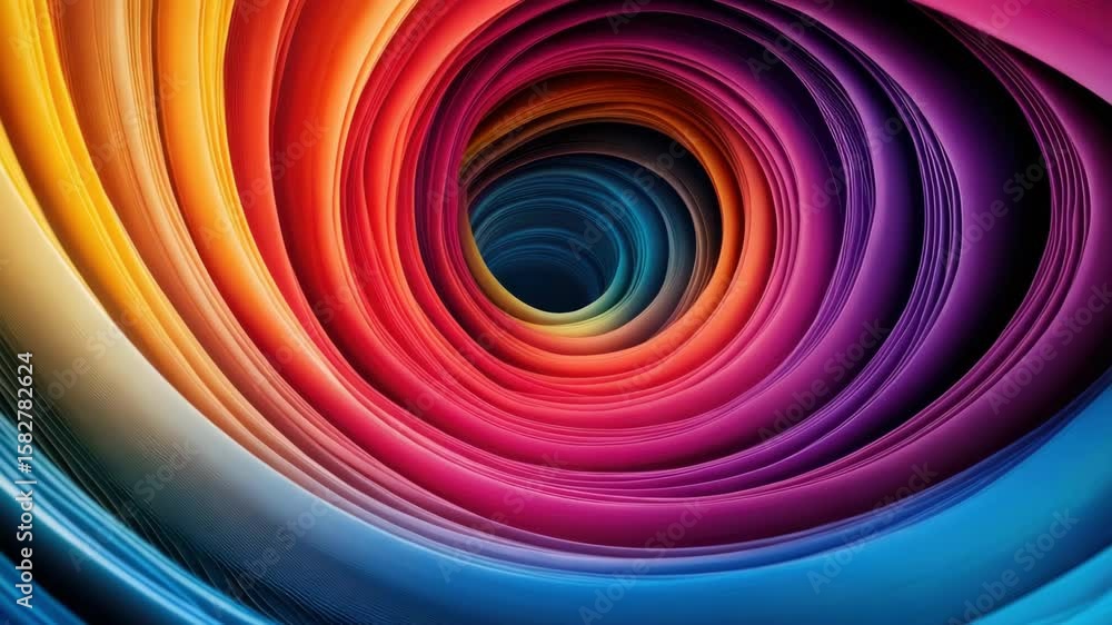 Poster intricate and vibrant color gradient vortex design on fabric texture background, suitable for digita