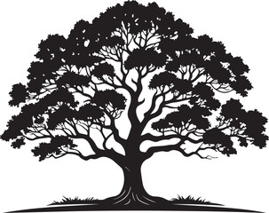 Majestic oak tree silhouette black vector icon