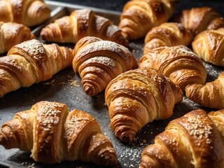 Freshly Baked Croissants on Tray