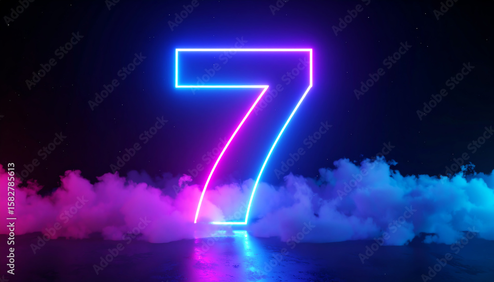 Poster a vibrant, glowing number 