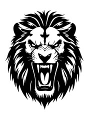 Fototapeta premium Lion head vector illustration of a wild animal mascot with fierce expression in cartoon or tattoo style