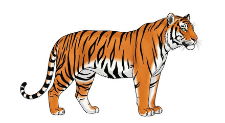 Isolated Standing Tiger