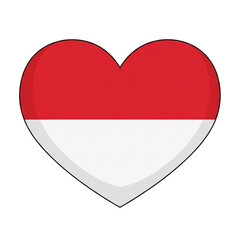 Indonesian Flag Heart Red and White Bicolor Heart Shape Isolated on Transparent Background
