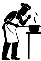 Chef Tasting Dish Silhouette Illustration
