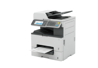 Isolated Modern Office Printer with Paper in Tray