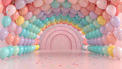 Pastel balloon arch backdrop for birthday party baby shower or wedding decor