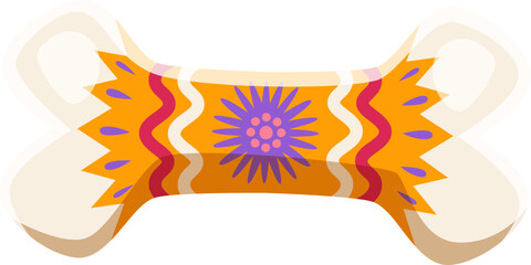 Day of the Dead font bone with marigold ornament punctuation dash. Mexican death holiday typeface vector special symbol, Dia de Los Muertos festival type sign. Ritual celebration font punctuation mark