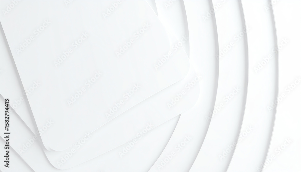 Poster minimalistic white shapes layered in a circular pattern create a clean and modern aesthetic, perfect