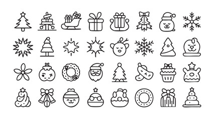 Christmas icons festive holiday symbols celebration