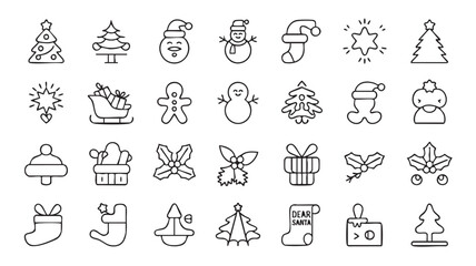 Fototapeta premium Christmas Icons Festive Holiday Symbols vector