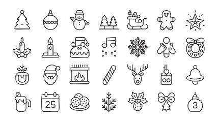 Christmas Icons Festive Holiday Symbols vector