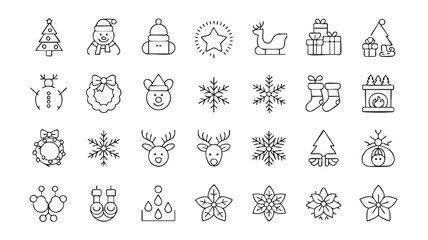 Festive holiday icons christmas