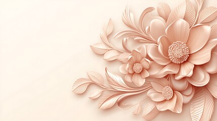 Delicate, 3D floral arrangement in a soft peach hue