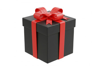 Obraz premium 3d Black Box Image, Isolated Black Box Gift Present Image, Black Gift Box with Ribbon for Black Friday Concept Image Isolated.