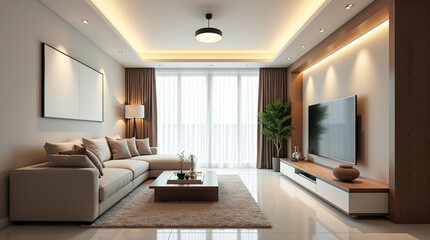Fototapeta premium An elegant modern villa living room
