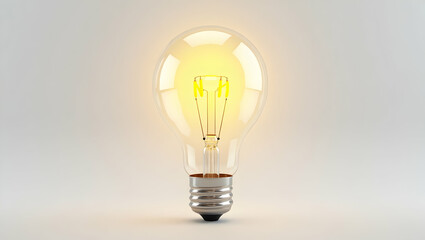 Luminous Futuristic Techscape A light bulb crafted from transparent plastic, styled in a plastic look design, presented in studio lit view on a white background (2)