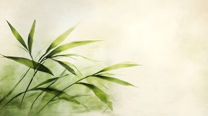 Fototapeta premium Delicate bamboo leaves in soft watercolor style