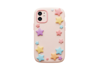 Isolated Pink iPhone Case with Star Designs