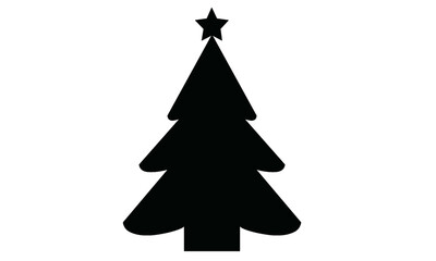 Simple black Christmas tree icon with classic star silhouette design.