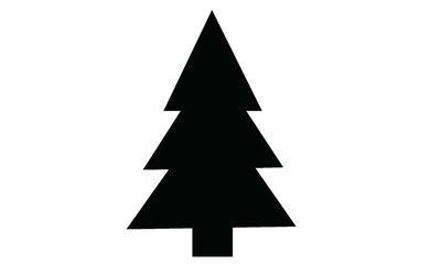Bold solid black Christmas tree silhouette icon for festive designs