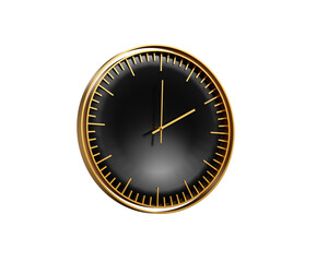 Modern Sleek Golden And Black Wall Clock 02 00 Two O'Clock 2 00 For Modern Interiors 3D Illustration