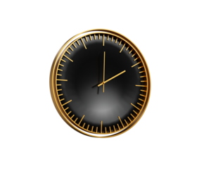 Modern Sleek Golden And Black Wall Clock 02 00 Two O'Clock 2 00 For Modern Interiors 3D Illustration