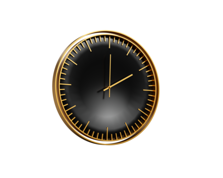 Modern Sleek Golden And Black Wall Clock 02 00 Two O'Clock 2 00 For Modern Interiors 3D Illustration