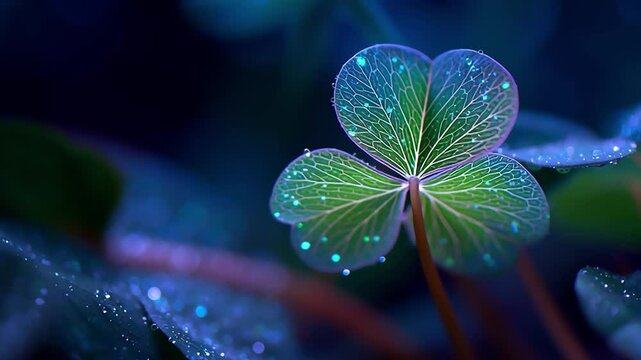 Glowing Shamrock: Lucky Clover with Dew Drops