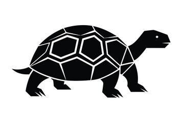 Obraz premium Vector art of a black silhouette of a turtle isolated on a white background