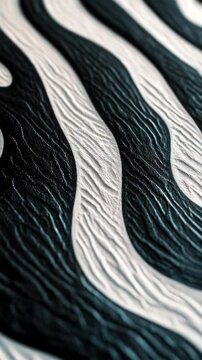 A zebra print is shown in black and white. The print is very detailed and has a lot of texture
