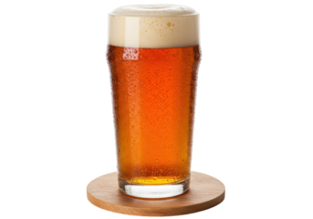 Isolated Pint Glass of Amber Beer with Foam