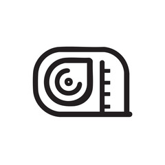 Obraz premium A black outline icon of a tape measure.