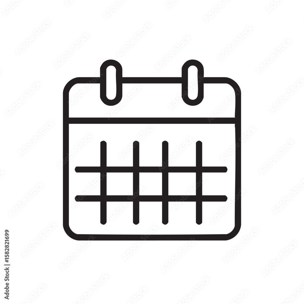 Poster a minimalist line icon of a calendar grid.