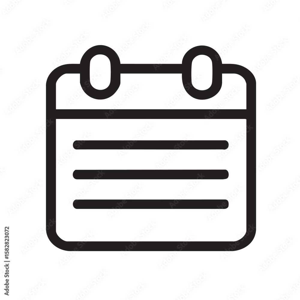 Poster a minimalist line icon of a calendar with text lines.