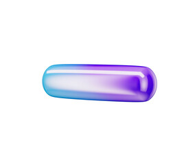 3D Glossy minus icon with a gradient of blue and purple, featuring a modern look. 3d illustration